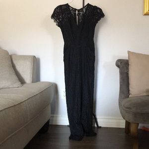 Black lace overlay pantsuit